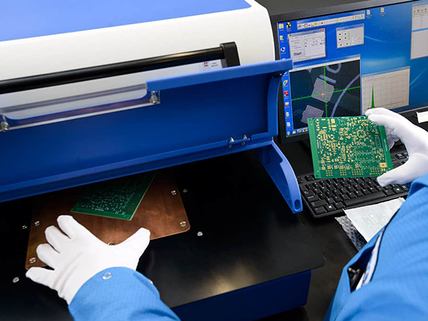 DIVSYS provides rigorous testing for Indianapolis PCB Manufacturing image shows technician holding circuit board